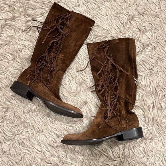 Coach Arianna suede leather fringe boots size 7 - Picture 1 of 6